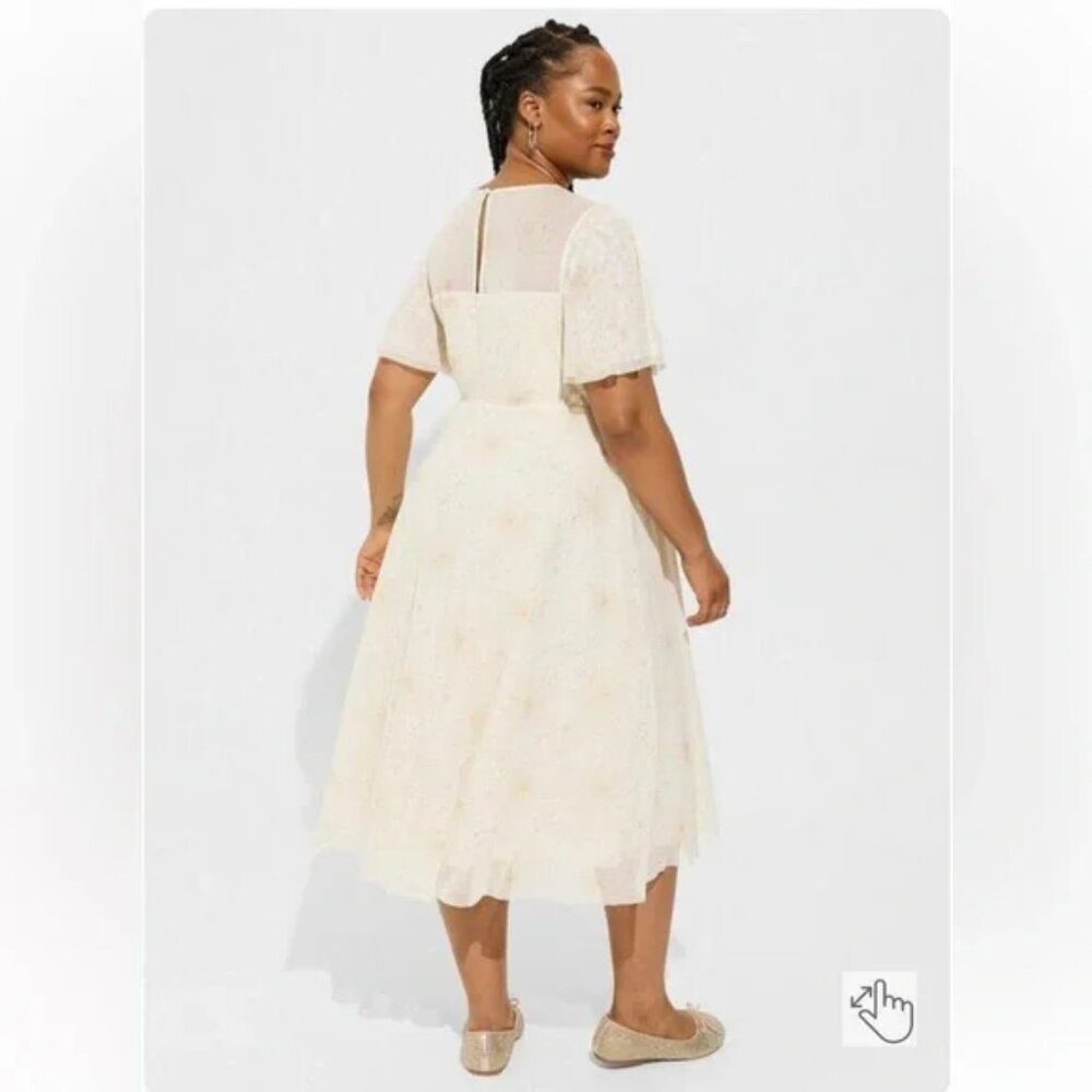 Torrid Midi Mesh Star & Moon Flutter Sleeve Dress - image 4